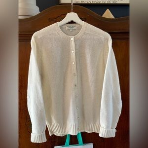 Archie Brown Bermuda Cardigan, 100% Shetland Wool, White